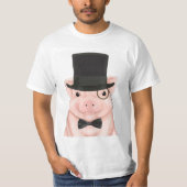 Pig in a top hat, monocle, and bow tie tシャツ (正面)