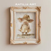 Pig in Dress絵を描ヴィンテージ素朴お洒落 ポスター