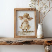 Pig in Dress絵を描ヴィンテージ素朴お洒落 ポスター