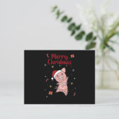 Pig Merry Christmas Animals Pigs ポストカード (スタンド正面)