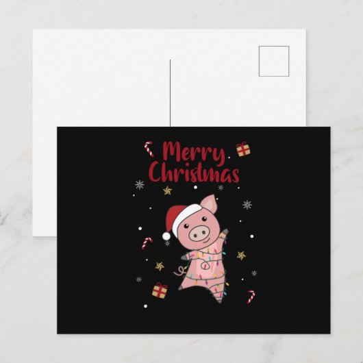 Pig Merry Christmas Animals Pigs ポストカード (正面/裏面)