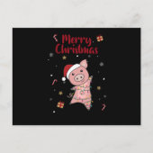 Pig Merry Christmas Animals Pigs ポストカード (正面)