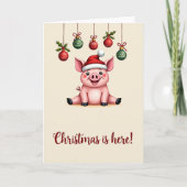 Pig Merry Christmas Animals Pigs Holiday Card カード (正面)