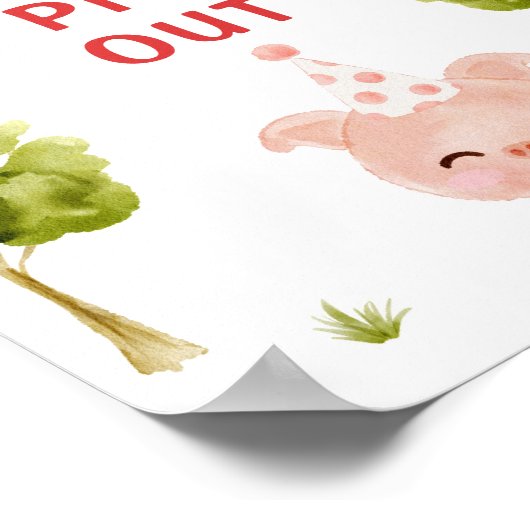 Pig out poster. Farm animals birthday ポスター (角)