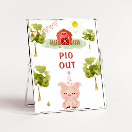 Pig out poster. Farm animals birthday ポスター