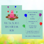 Pig Party Invitation – Mud Fun & Balloons 招待状