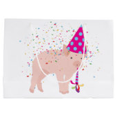 Pig Partying – 動物のパーティー ラージペーパーバッグ (裏面)