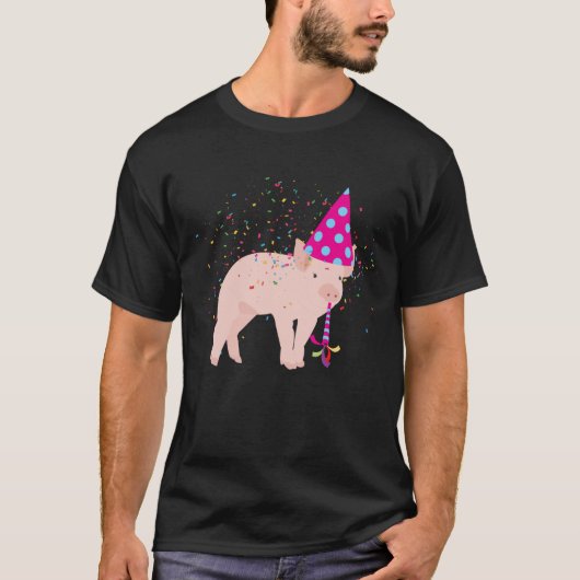 Pig Partying – 動物のパーティー Tシャツ (正面)