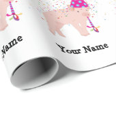 Pig Partying – 誕生日パーティーの動物の名前 ラッピングペーパー (ロールコーナー)