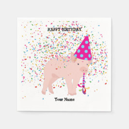 Pig Partying - Animals at Birth Party スタンダードカクテルナプキン