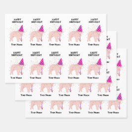 Pig Partying - Animals at Birth Party ラッピングペーパーシート