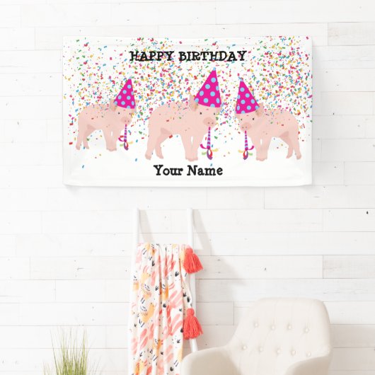 Pig Partying - Animals at Birth Party 横断幕 (インサイチュ)