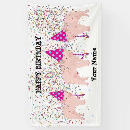 Pig Partying - Animals at Birth Party 横断幕 (縦)