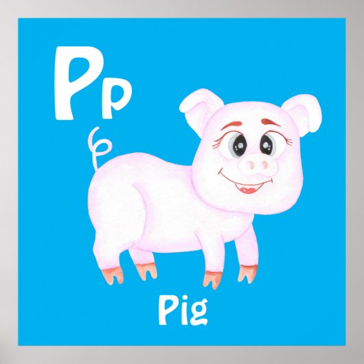 Pig personalize ABC:レターP – 名前の追加 ポスター (正面)
