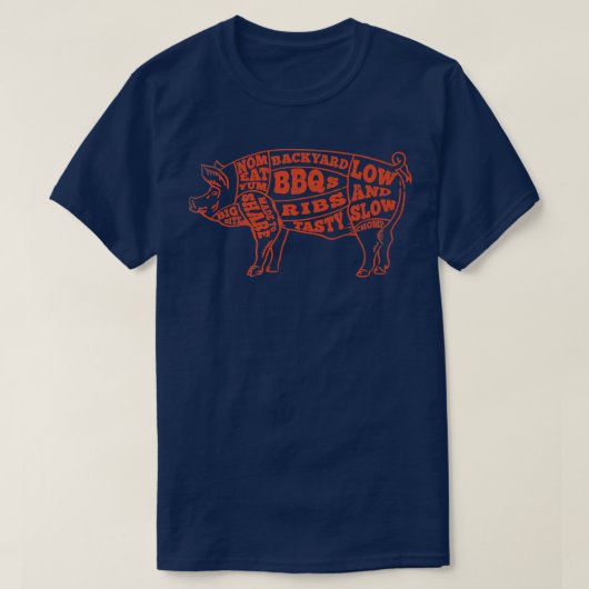 Pig, Pork, Meat & Food Lover Art For Grill & BBQ F Tシャツ (デザイン正面)