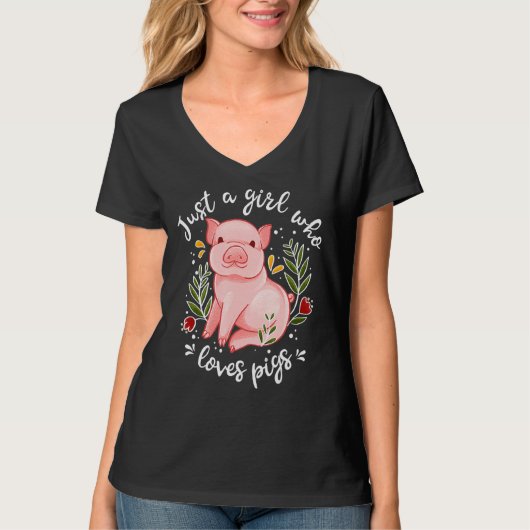 Pig Saying Just Girl Who Loves Pigs Pig Tシャツ (正面)