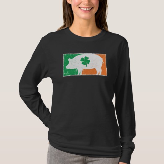 Pig St Patrick's Day Irish Flag C Distressed Tシャツ (正面)