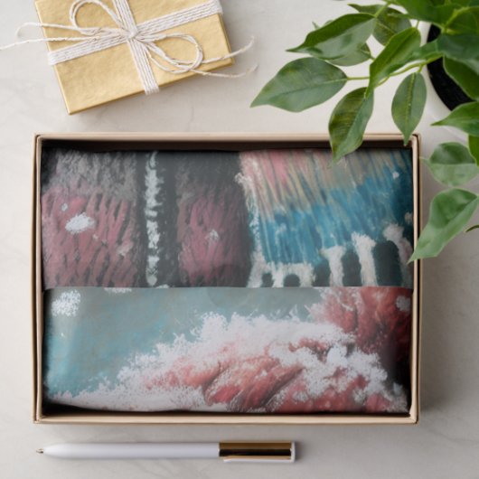 Pig Winter Hat Scarf Chalk-Pastel Decoupage 薄葉紙 (ギフト)