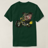 Pig with pimple cover as a rocker on chopper motor tシャツ (デザイン正面)