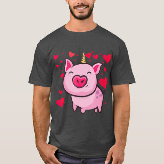 Pigacorn Unicorn Pig Lovers Valentines Tシャツ