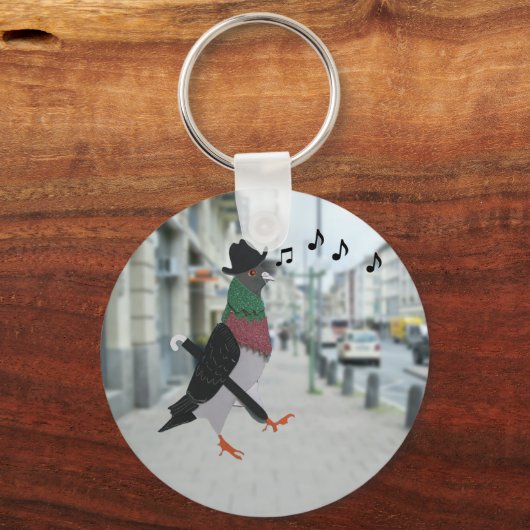 Pigeon About Town Funny キーホルダー (裏面)