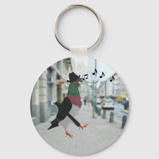 Pigeon About Town Funny キーホルダー (裏面)