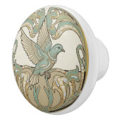 Pigeon Dove Sage Green & Gold Art Deco Nouveau セラミックノブ (右)