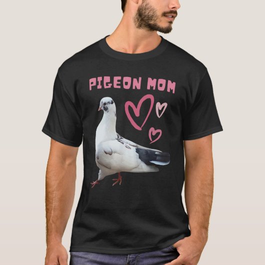Pigeon Mom Heart Cute Pigeon  Designs Tシャツ (正面)