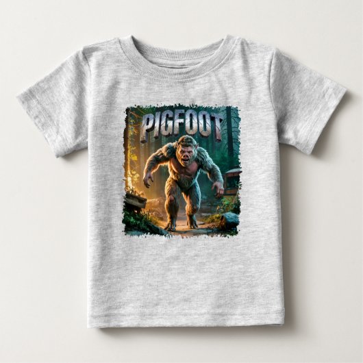 Pigfoot Photographic – Pig Bigfoot Funny Scary ベビーTシャツ (正面)
