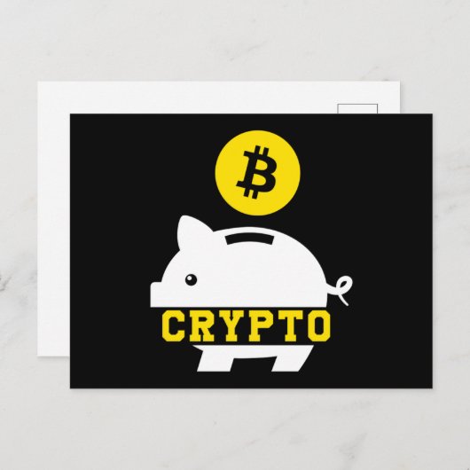 Piggy Bank Bitcoin Coin Cryptocurrency Crypto BTC ポストカード (正面/裏面)