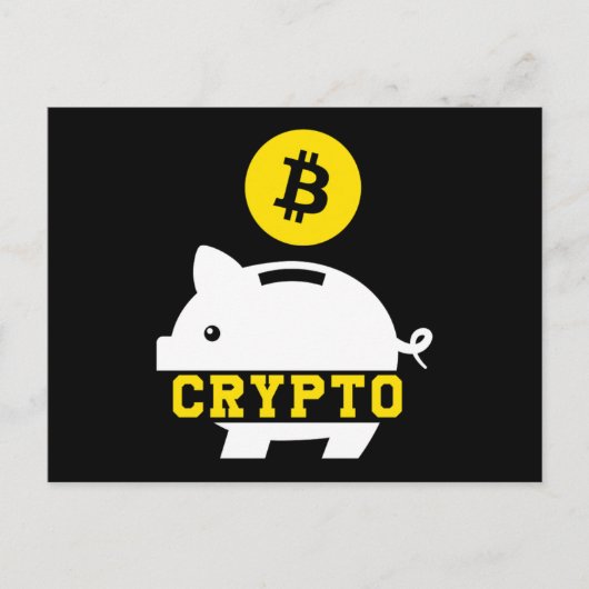Piggy Bank Bitcoin Coin Cryptocurrency Crypto BTC ポストカード (正面)