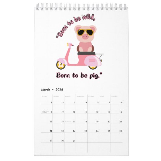 piggy calendar カレンダー (3月 2026)