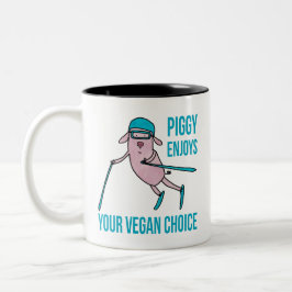 Piggy Enjoys Your Vegan Choice -  ツートーンマグカップ