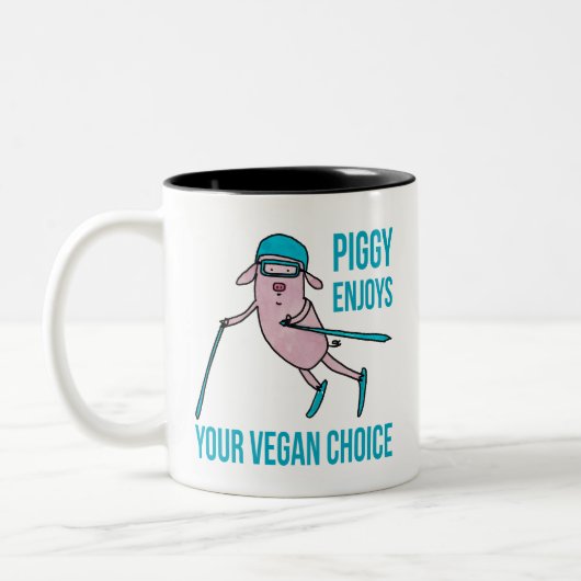 Piggy Enjoys Your Vegan Choice - ツートーンマグカップ (左)