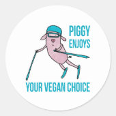 Piggy Enjoys Your Vegan Choice - ラウンドシール (正面)