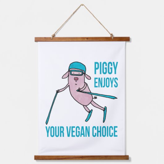 Piggy Enjoys Your Vegan Choice - 吊り下げ型タペストリー (正面)