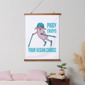 Piggy Enjoys Your Vegan Choice - 吊り下げ型タペストリー (寝室)