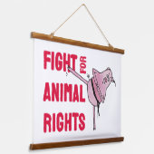 Piggy fights for Animal Rights 吊り下げ型タペストリー (傾斜あり)