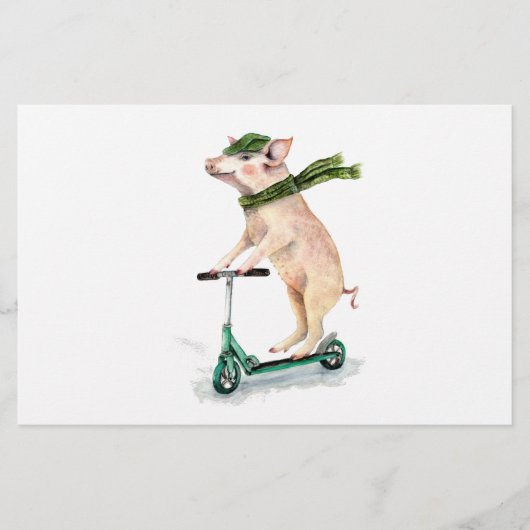 Piggy on a scooter 便箋 (正面)