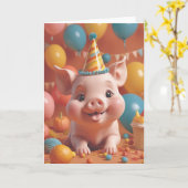 Piggy Party in Full Swing カード (黄色い花)