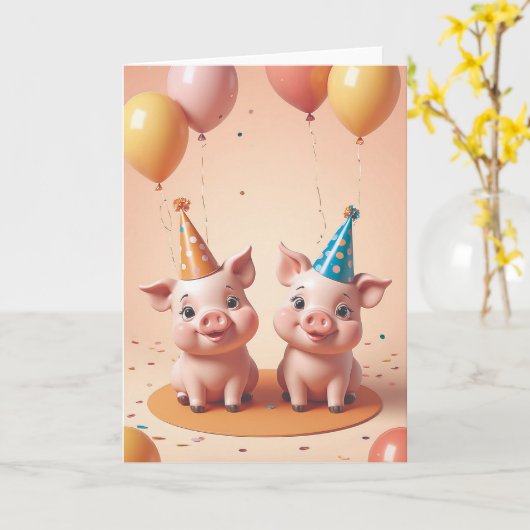 Piggy Party Time カード (黄色い花)