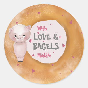Piggy "With Love & Bagels" コットンキャンディーピンク ラウンドシール