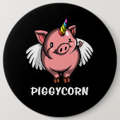 Piggycornのブタのユニコーンの魔法の家畜 缶バッジ (正面)