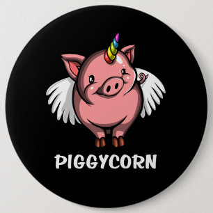 Piggycornのブタのユニコーンの魔法の家畜 缶バッジ