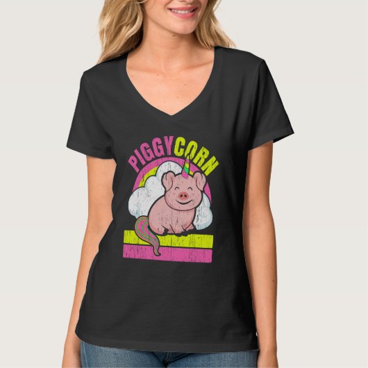 Piggycorn Farm Animal Piggy Farmer Unicorn Pig Tシャツ (正面)