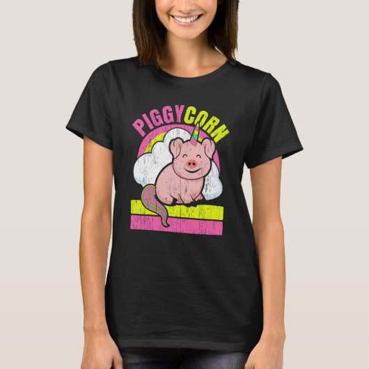 Piggycorn Farm Animal Piggy Farmer Unicorn Pig Tシャツ (正面)