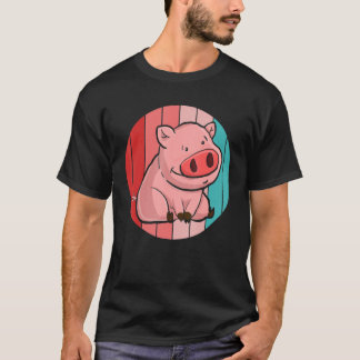 Piglet Farming Farm Animal  Farmer Retro Pig Tシャツ