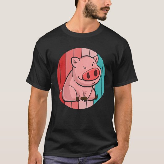 Piglet Farming Farm Animal  Farmer Retro Pig Tシャツ (正面)