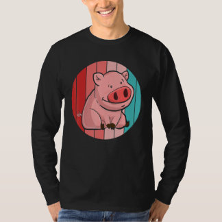 Piglet Farming Farm Animal  Farmer Retro Pig Tシャツ