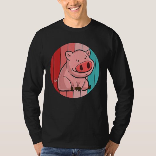 Piglet Farming Farm Animal  Farmer Retro Pig Tシャツ (正面)